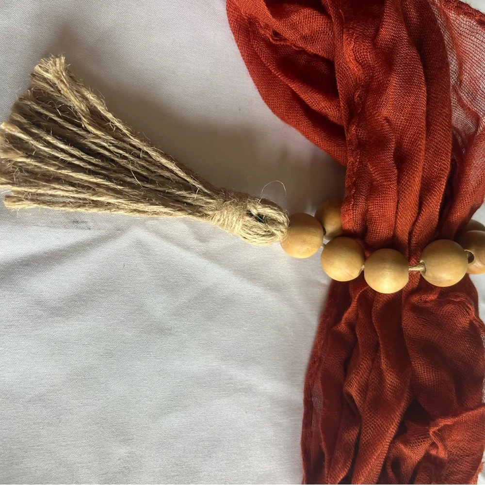 Wooden Bead Tassel Napkin Rings (30)